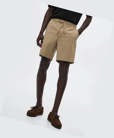 Bermudy Mango Elastic Pásom Panske Béžové | SK859901