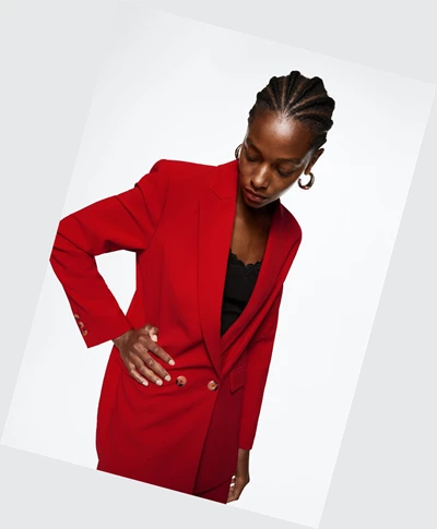 Blejzre Mango Structured Lapels Damske Červené | SK860101