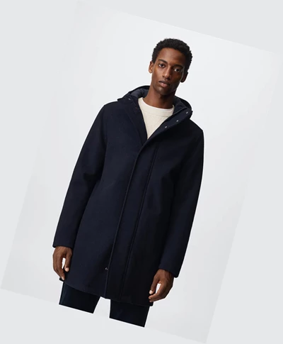 Bundy Parka Mango Recycled Vlna Panske Čierne | SK861530