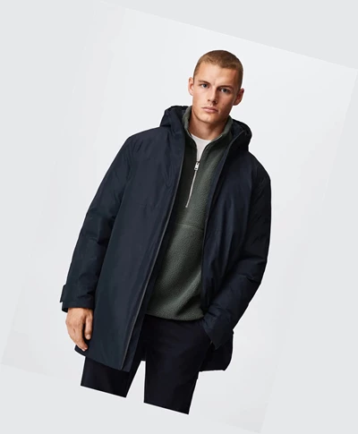 Bundy Parka Mango Vody-repellent Polstrované Panske Tmavo Námornícka Modrá | SK861538