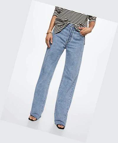 Džínsy Mango High-waist Wideleg Damske Modre | SK860909