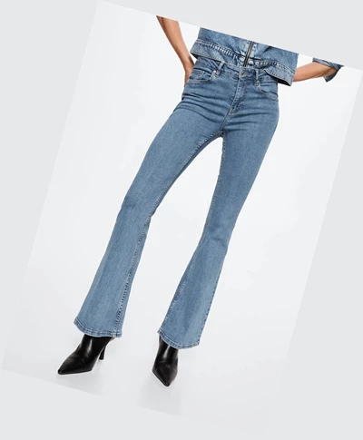 Džínsy Mango Stredne-rise Flared Damske Modre | SK860865