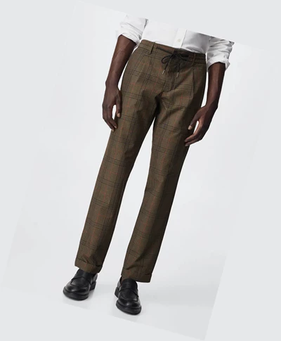 Jogger Nohavice Mango Checked Panske Béžové | SK861078