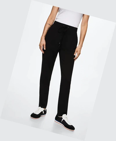Jogger Nohavice Mango Pocket Damske Čierne | SK861075