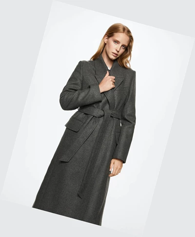 Kabáty Mango Long Lapel Damske Svetlo Siva | SK860273