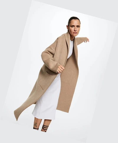 Kabáty Mango Oversized With Pockets Damske Hnede | SK860304