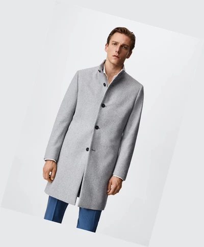 Kabáty Mango Vlna Funnel Neck Panske Siva | SK860309