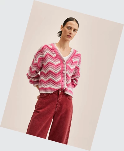 Kardigán Mango Multi-color Knit Damske Ruzove | SK860230