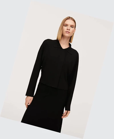 Kardigán Mango Zipped Knit Damske Čierne | SK860213