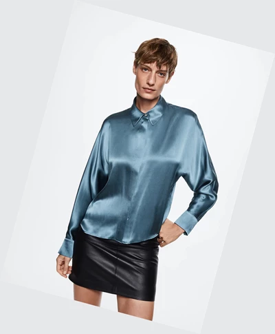 Kosele Mango 100% Silk Damske Modre | SK861790