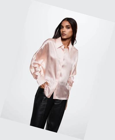 Kosele Mango 100% Silk Damske Svetlo Ruzove | SK861924