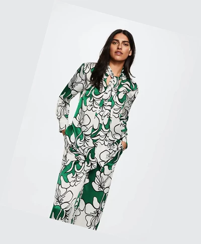 Kosele Mango Floral Print Damske Zelene | SK861941