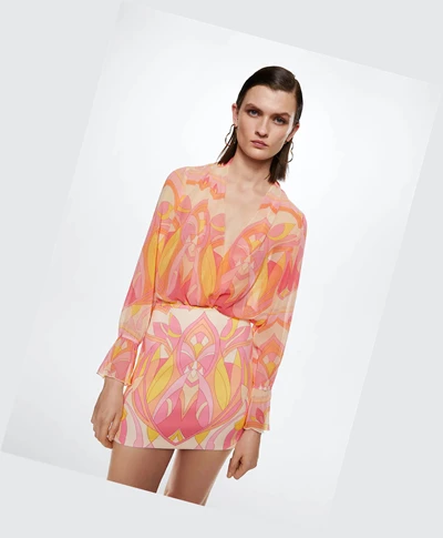 Kosele Mango Flowy Printed Damske Ruzove | SK861833