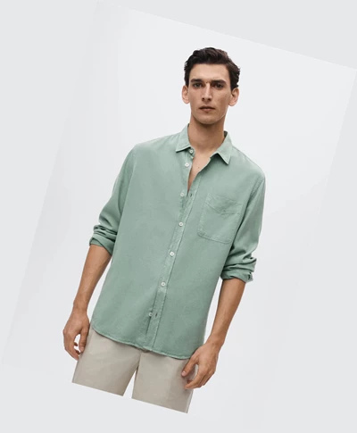 Kosele Mango Flowy Regular-fit Lyocell Panske Zelene | SK861733