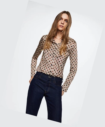 Kosele Mango Geometric Print Damske Hnede | SK861842