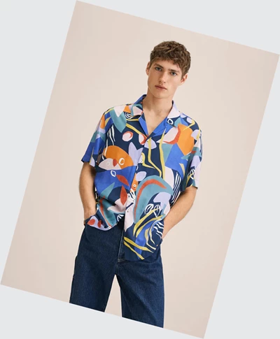Kosele Mango Hawaiian Printed Panske Modre | SK861622