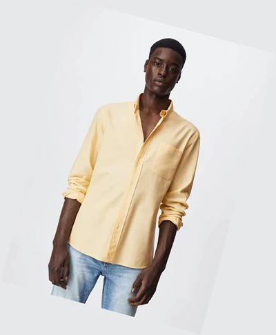 Kosele Mango Regular Fit Oxford Bavlnene Panske Žlté | SK861759