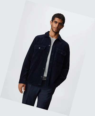 Kosele Mango Regular Fit Pocket Corduroy Panske Tmavo Námornícka Modrá | SK861710
