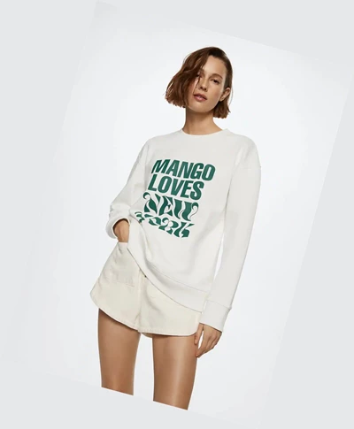 Mikiny Mango Bavlnene New York Damske Biele | SK862647