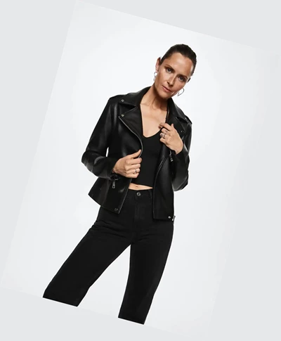 Moto Bunda Mango Faux-leather Damske Čierne | SK859925