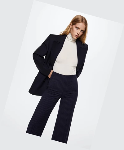 Nohavice Mango Chalk-stripe Damske Tmavo Námornícka Modrá | SK861475