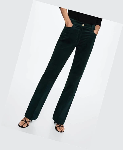 Nohavice Mango Flared Corduroy Damske Tmavo Zelene | SK861319