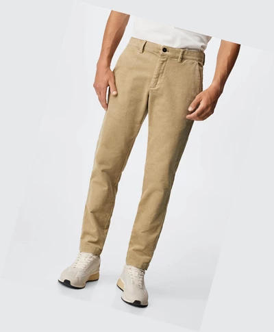 Nohavice Mango Tapered Cropped Corduroy Panske Béžové | SK861505
