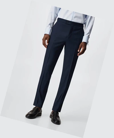 Oblek Nohavice Mango Slim Fit Buckles Panske Tmavo Námornícka Modrá | SK862269