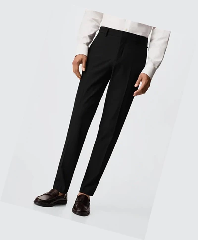 Oblek Nohavice Mango Super Slim Fit Panske Čierne | SK862220