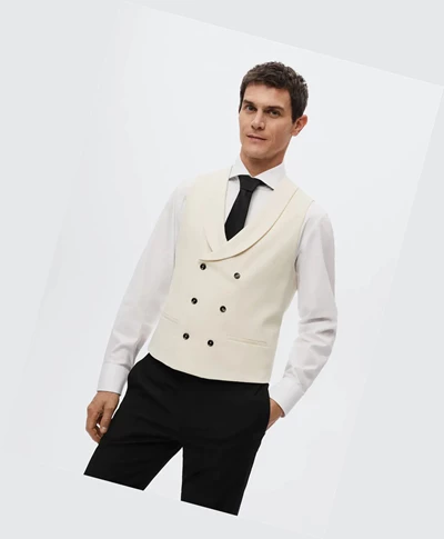 Obleková Vesta Mango Lapels Panske Vanilla | SK862335