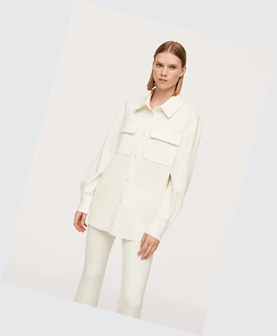 Overshirt Mango Oversized With Pockets Damske Biele | SK861260