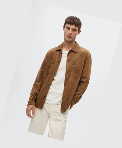 Overshirt Mango Semisove-effect Panske Cognac | SK861244