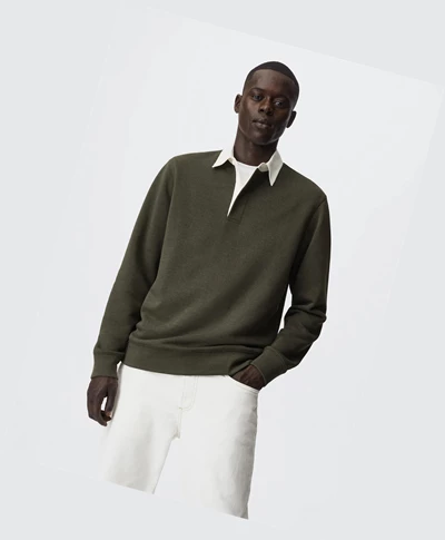 Polokosele Mango Button-down Collar Panske Hnedožltý | SK861604