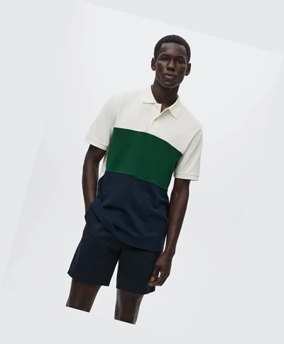 Polokosele Mango Color Block Piqué Panske Ecru | SK861552