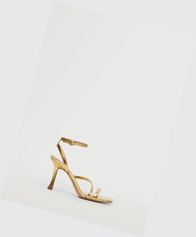 Sandále Na Remienku Mango Metallic Damske Zlate | SK859864