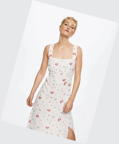 Saty Mango Floral Print Damske Biele | SK860533
