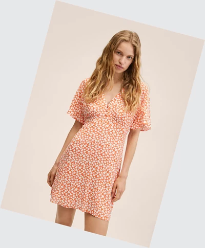 Saty Mango Flower Print Damske Oranžové | SK860626