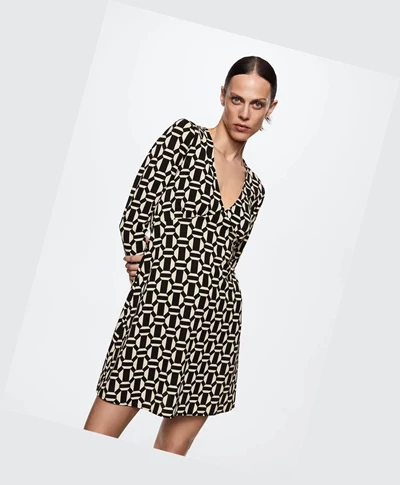 Saty Mango Geometric Print Damske Čierne | SK860716