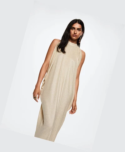Saty Mango Long Lurex Damske Zlate | SK860659