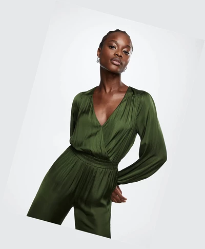 Saty Mango Long Satin Damske Tmavo Zelene | SK860502