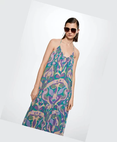Saty Mango Open Back Printed Damske Zelene | SK860603