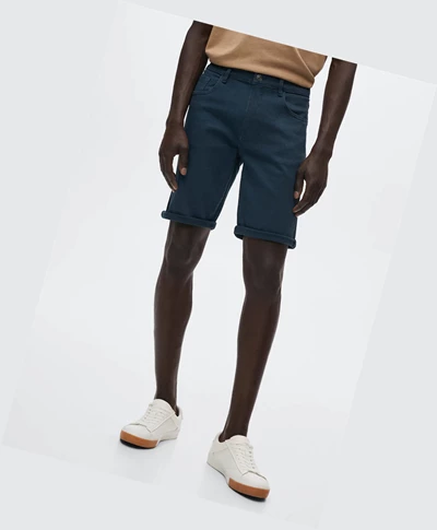 Sortky Mango Stretch Bavlnene Denim Panske Tmavo Námornícka Modrá | SK862071