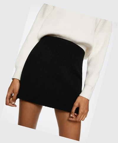 Sukne Mango Bavlnene Tweed Skirts Damske Čierne | SK861202