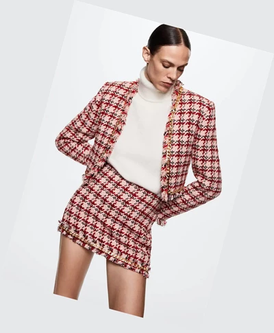 Sukne Mango Tweed Chain Skirts Damske Ruzove | SK861200