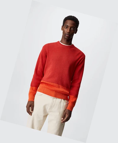 Svetre Mango Color Block Bavlnene Panske Oranžové | SK862388