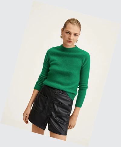 Svetre Mango Perkins Neck Pletené Damske Zelene | SK862461
