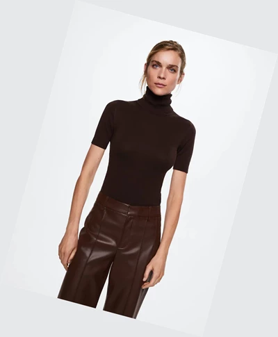 Svetre Mango Turtleneck Pletené Damske Čokoláda | SK862588