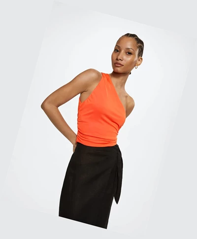 Topy Mango Asymmetric Design Damske Oranžové | SK863275