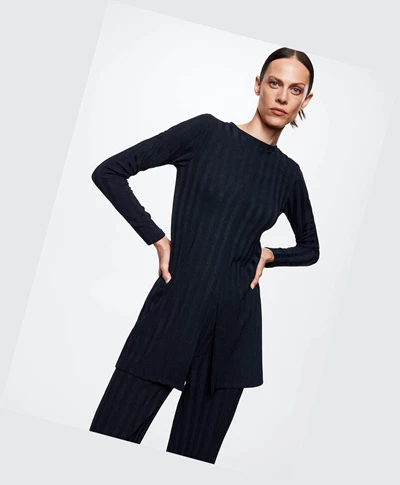Tričko Mango Long-sleeve With Cut-out Damske Tmavo Námornícka Modrá | SK862938