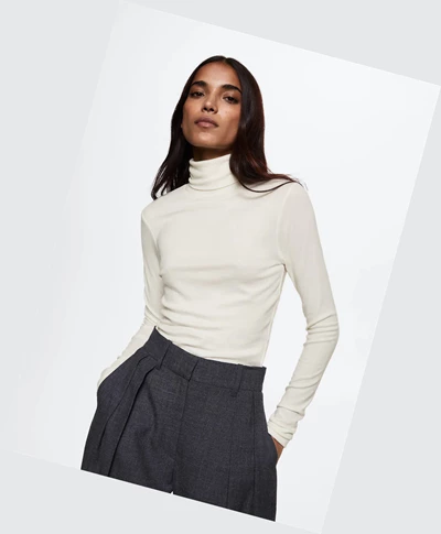 Tričko Mango Vlna Long Sleeve Damske Biele | SK863062